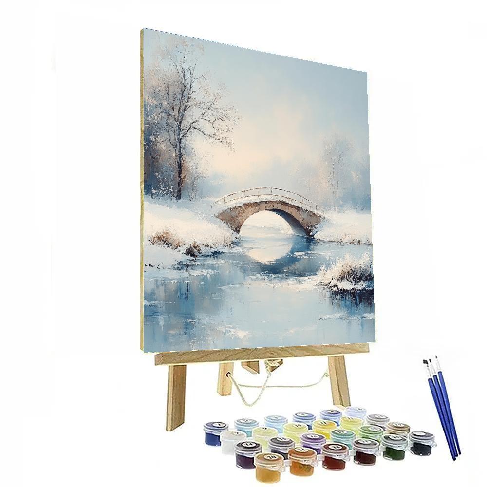 Monet Inspired Snowy Bridge painting number kit
