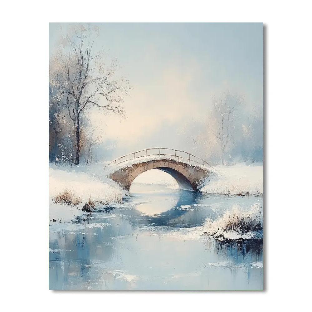 Monet Inspired Snowy Bridge painting number kit
