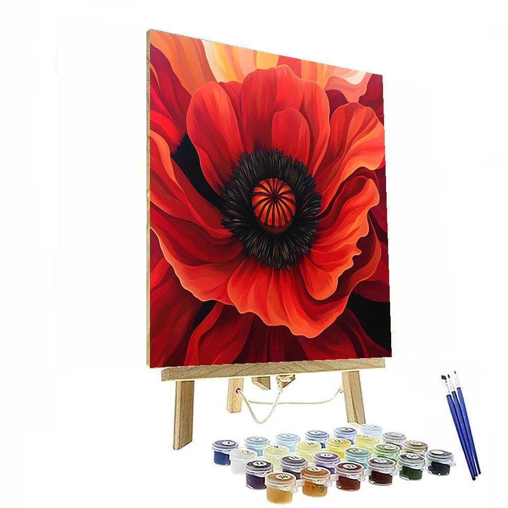 Georgia OKeeffe Inspired Large Red Poppy paint by color