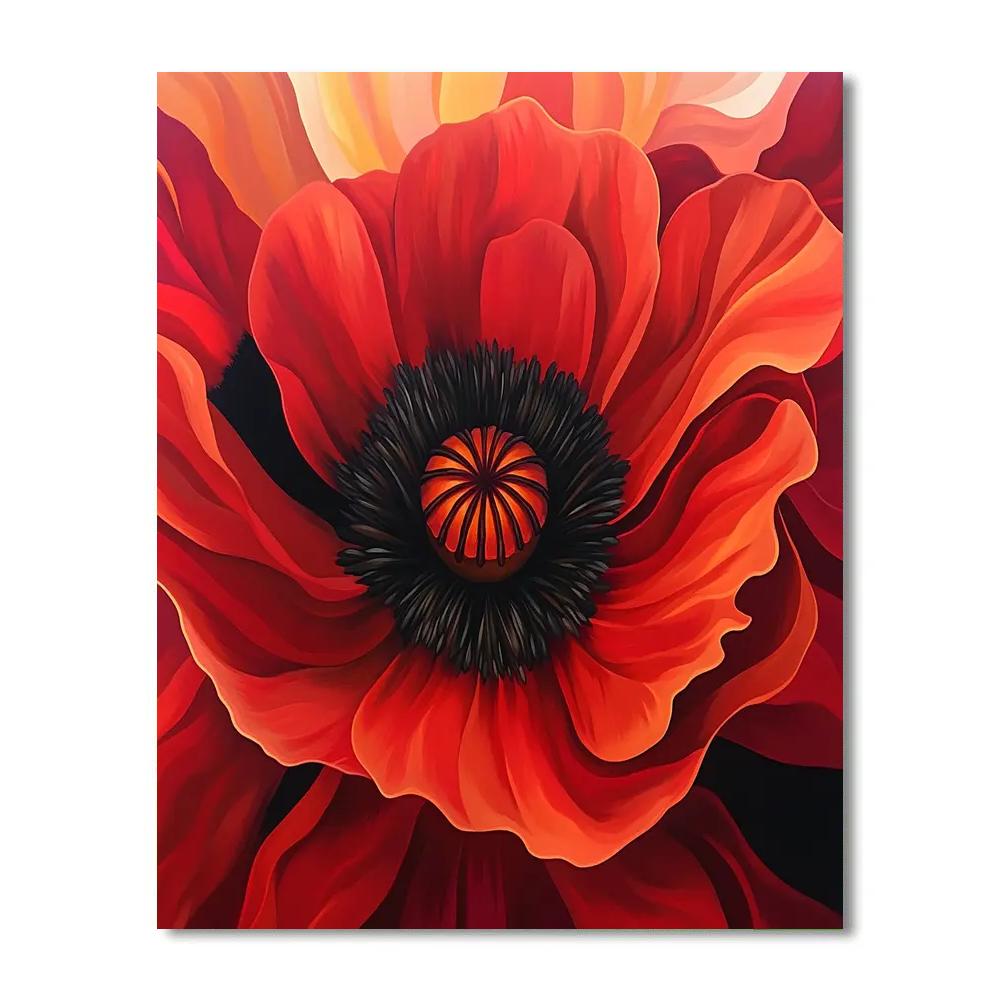 Georgia OKeeffe Inspired Large Red Poppy paint by color