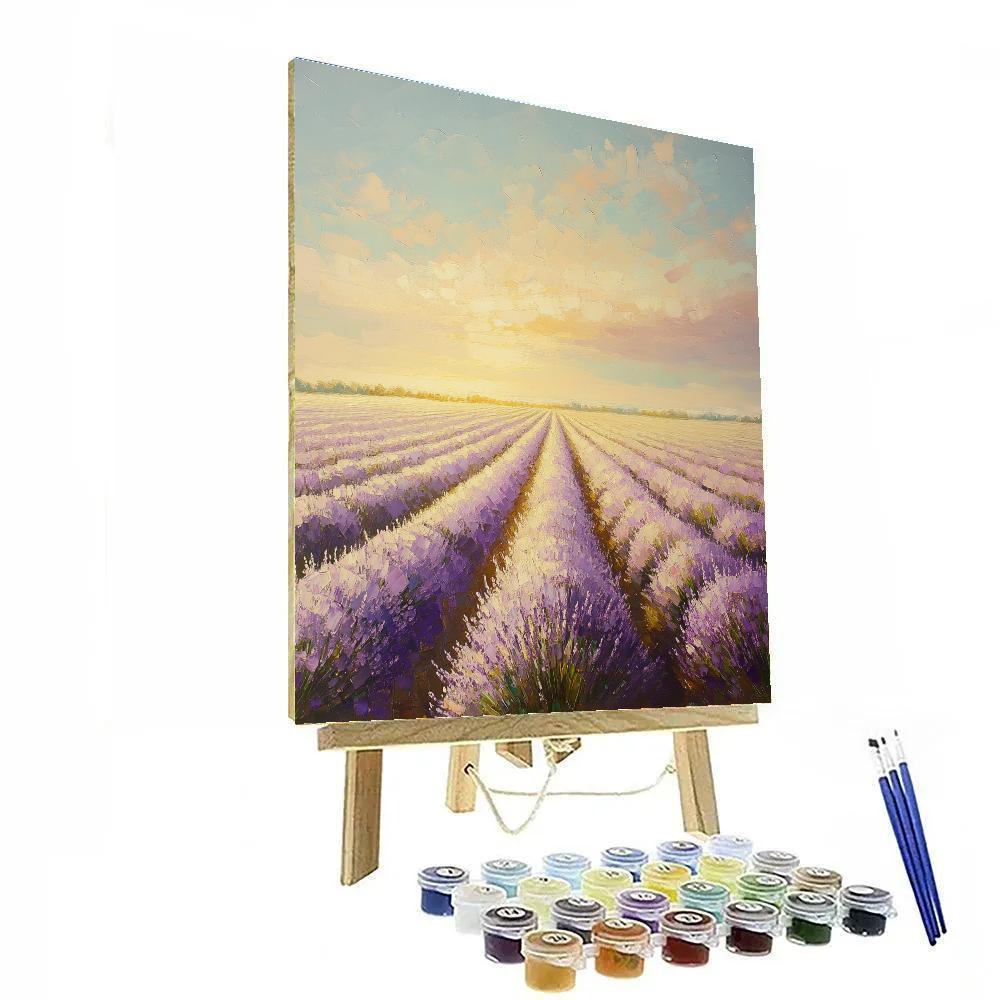 Claude Monet Inspired Sunrise Over Lavender Paint by numbers art