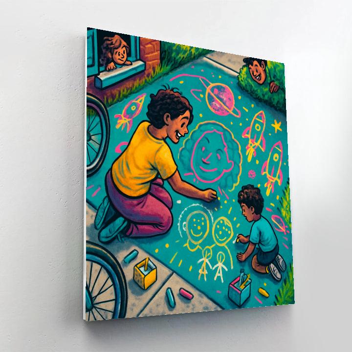 Galaxy Chalk Sidewalk Art Number painting