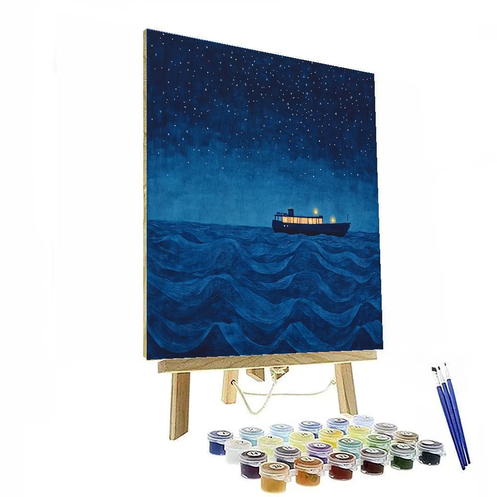 Hokusai Inspired Night Ferry Painting by numbers kit