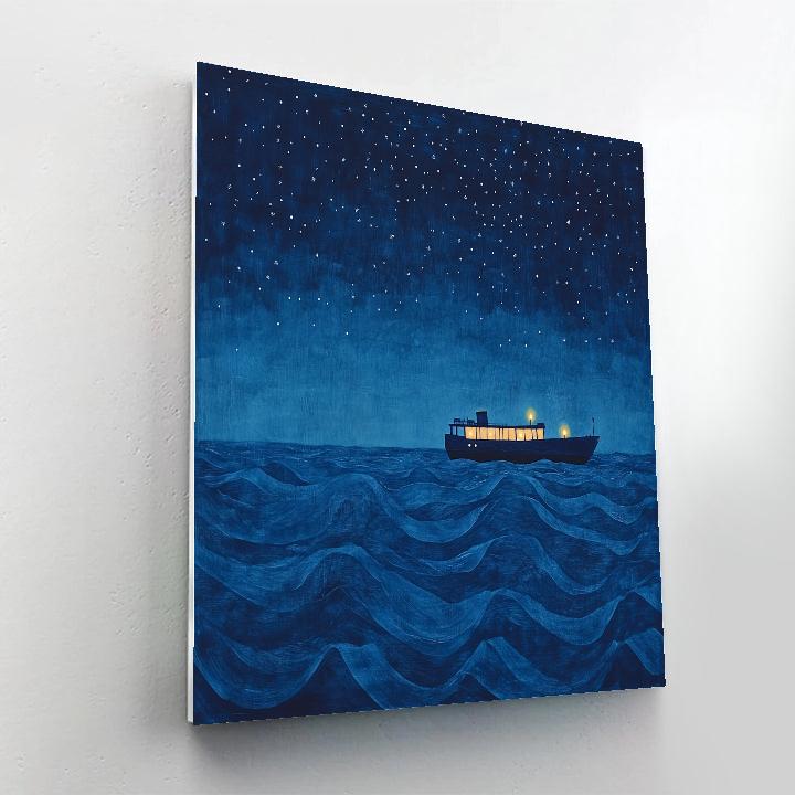 Hokusai Inspired Night Ferry Painting by numbers kit