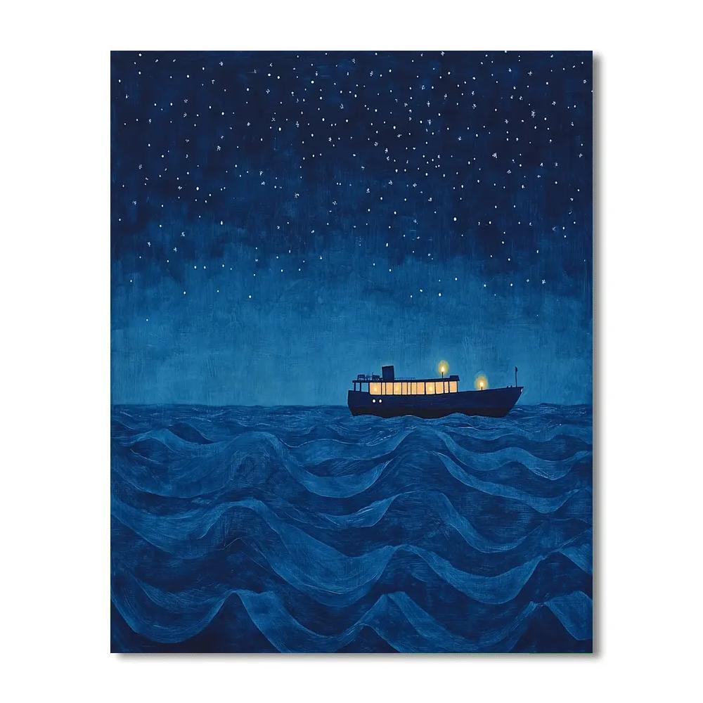Hokusai Inspired Night Ferry Painting by numbers kit