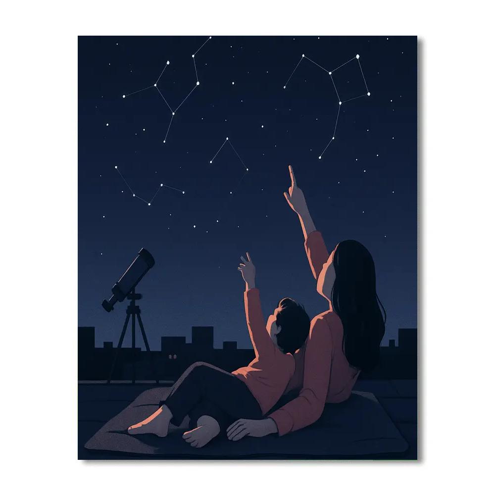 Stargazing Blanket Rooftop Numbered painting kits