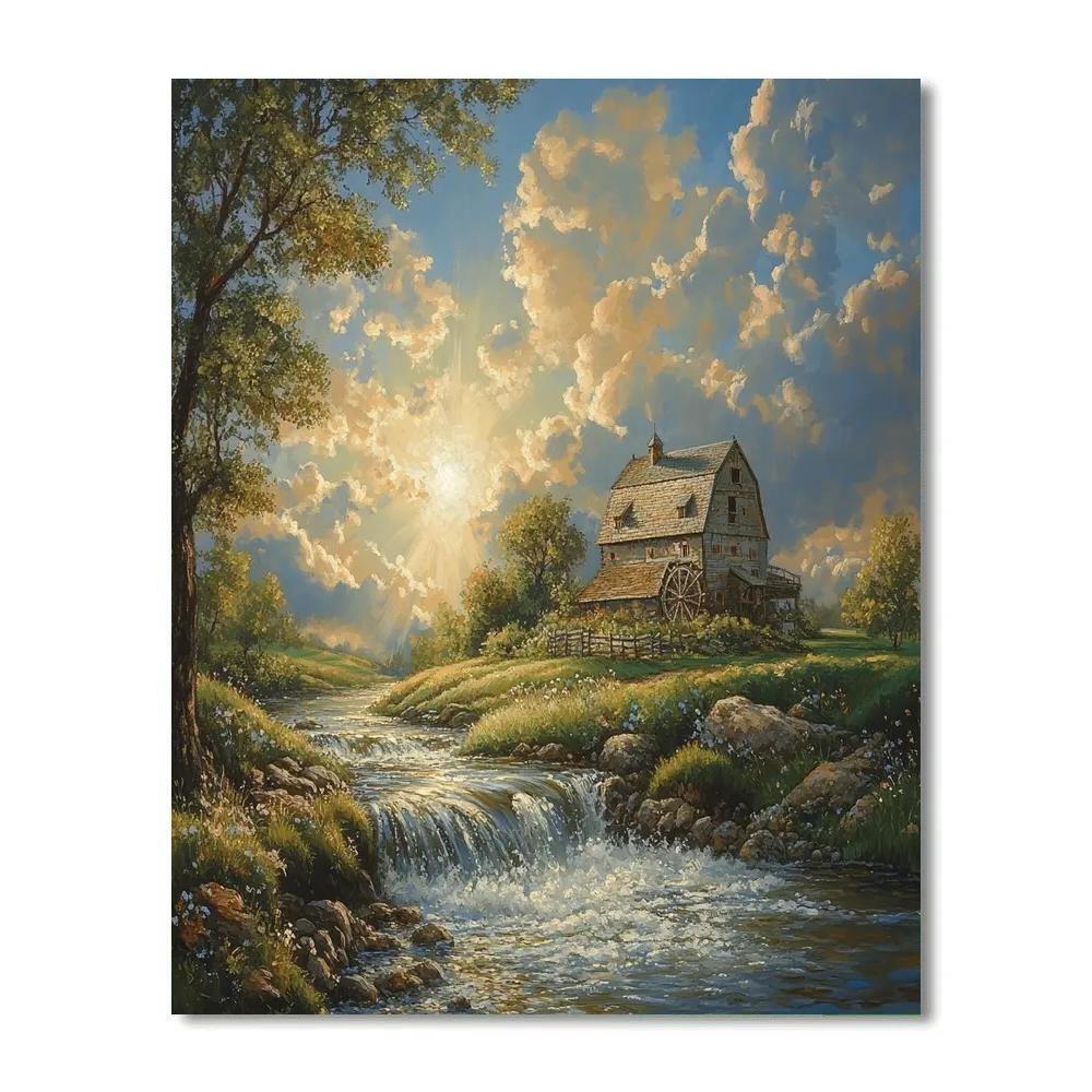 John Constable Inspired Rustic Mill painting number kit