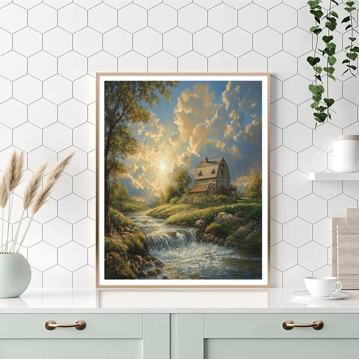John Constable Inspired Rustic Mill painting number kit