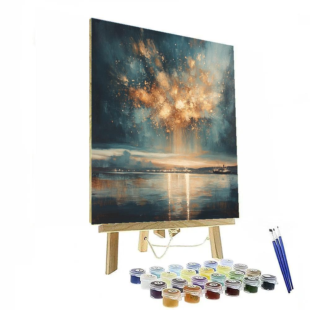 J.M.W. Turner Inspired Fireworks Over Harbor Paint by numbers art