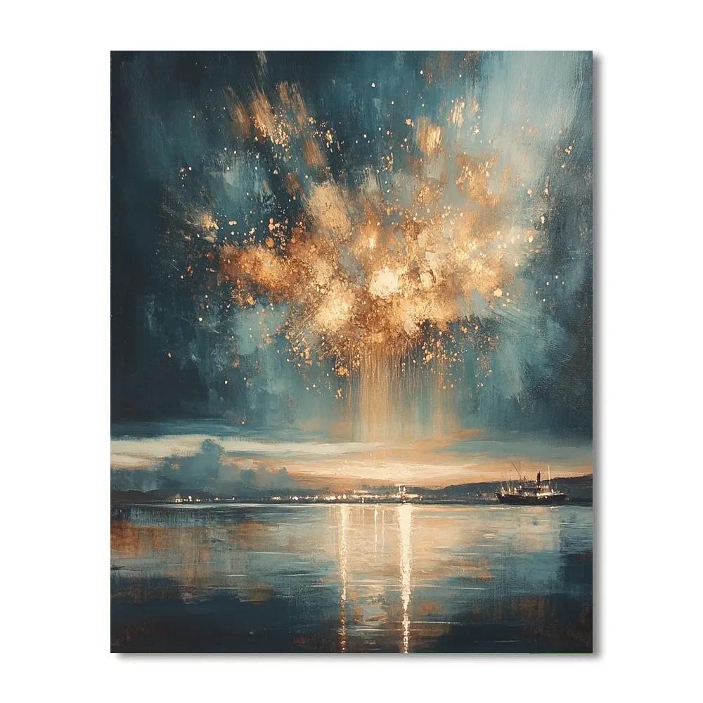 J.M.W. Turner Inspired Fireworks Over Harbor Paint by numbers art