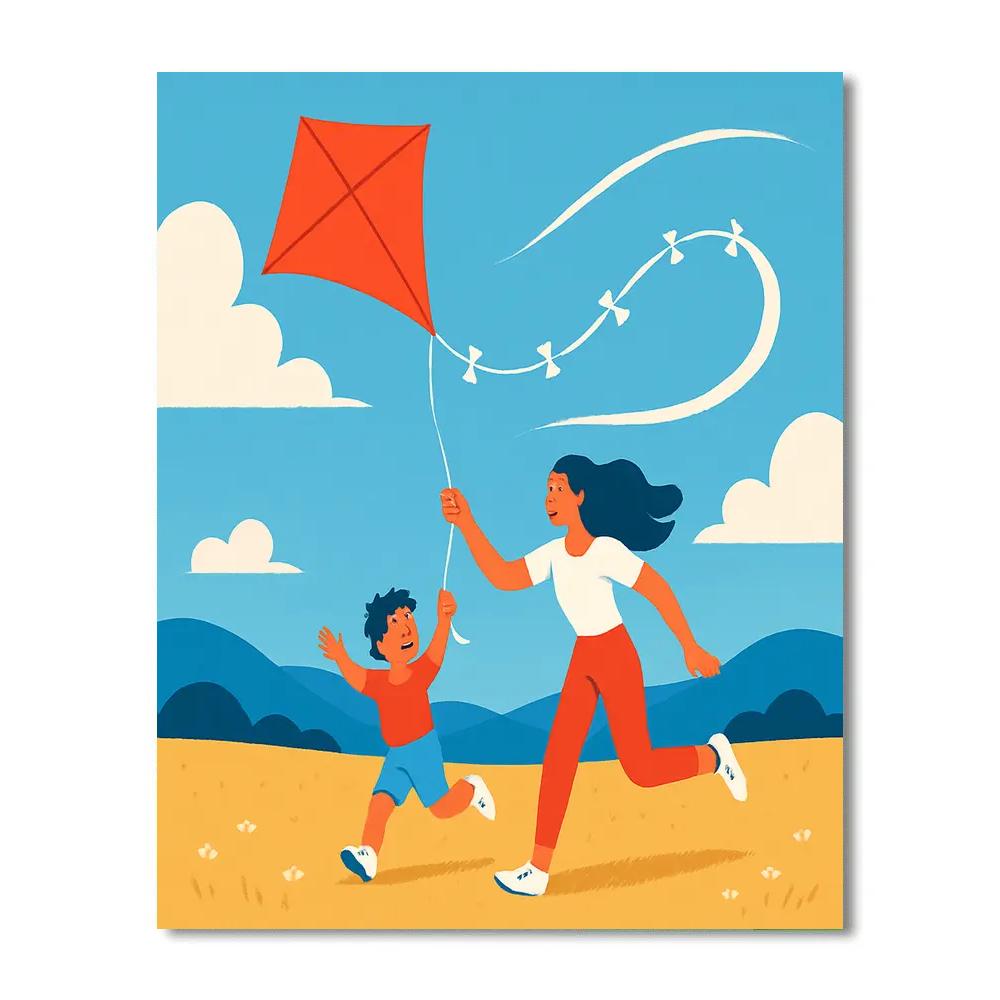 Kite Flying Meteor Trail painting number kit