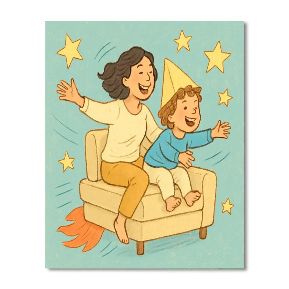 Playful Pillow Rocket Launch DIY paint by numbers