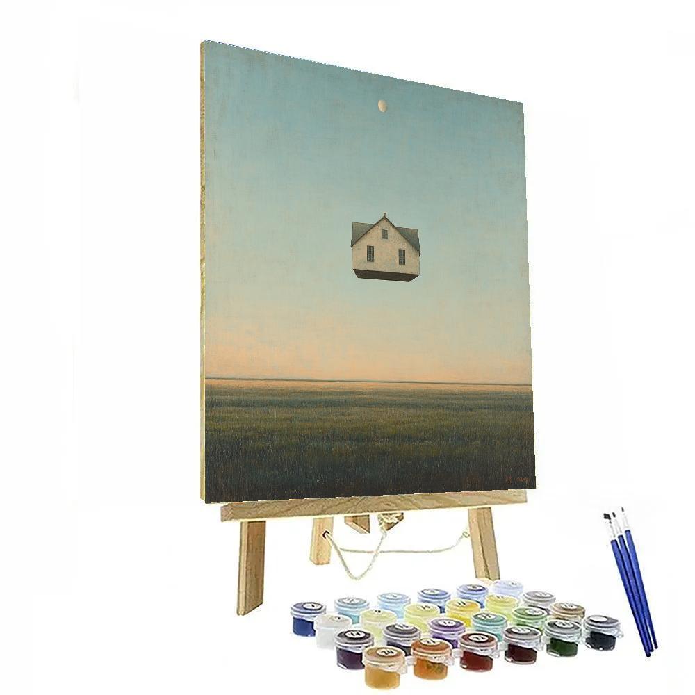 Rene Magritte Inspired Floating House painting number kit
