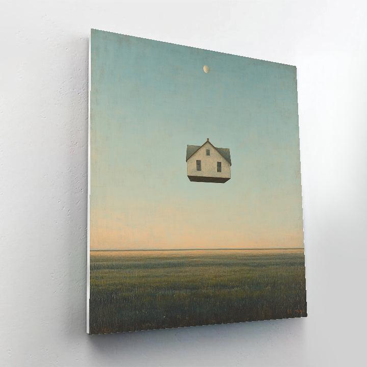 Rene Magritte Inspired Floating House painting number kit