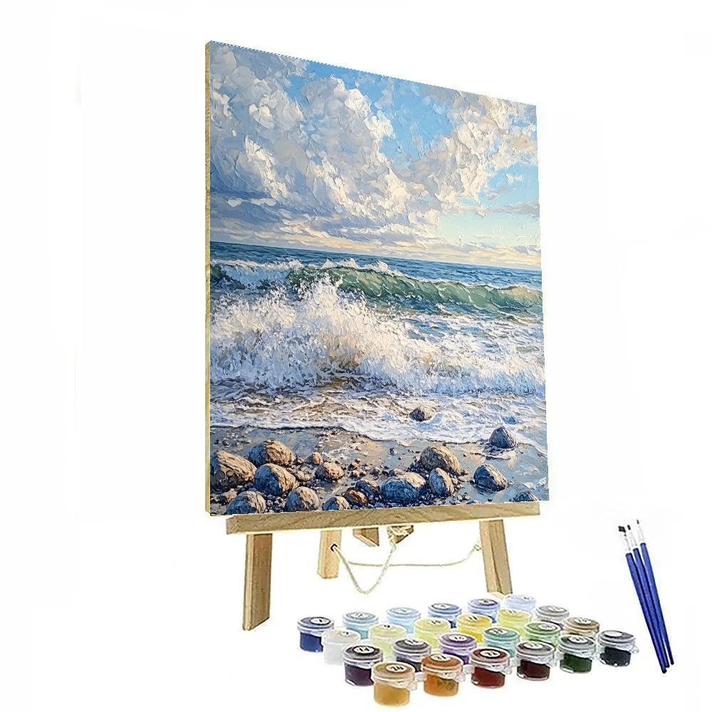 Gustave Courbet Inspired Rocky Shore Paint by numbers art