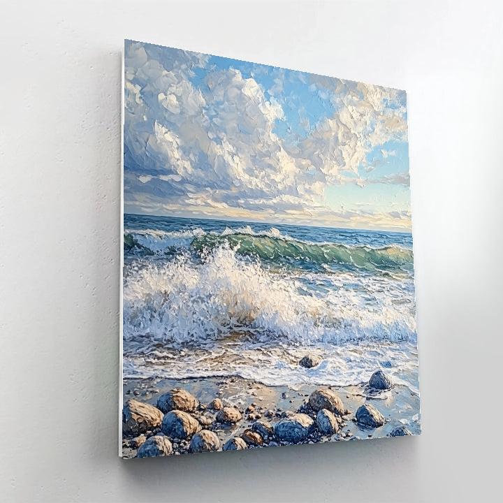 Gustave Courbet Inspired Rocky Shore Paint by numbers art