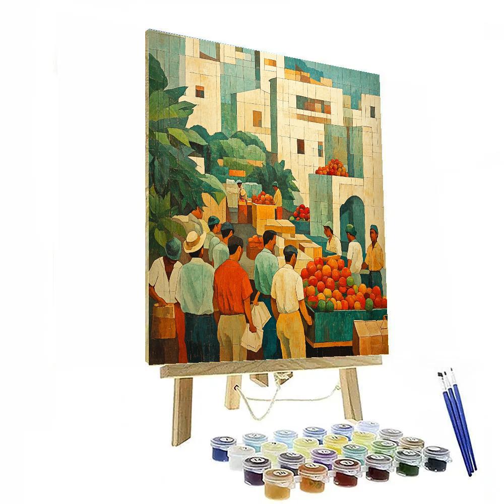 Diego Rivera Inspired Market Mural paint by number