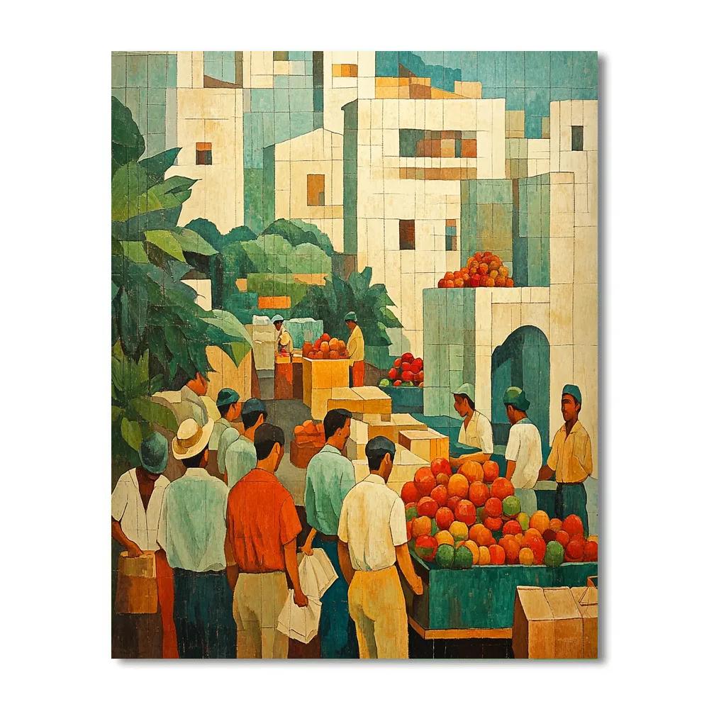 Diego Rivera Inspired Market Mural paint by number