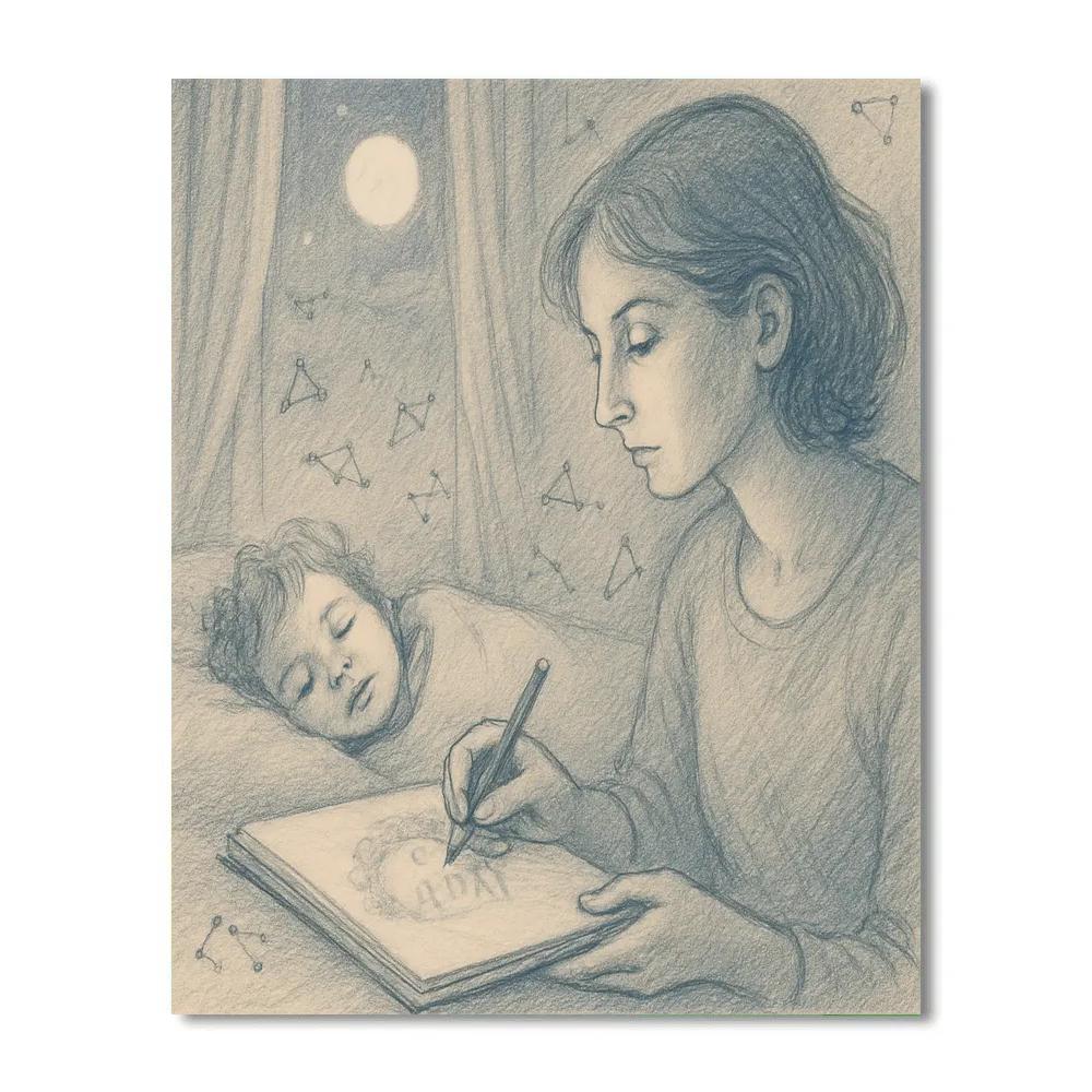 Bedroom Sketchbook Moonlight paint by number