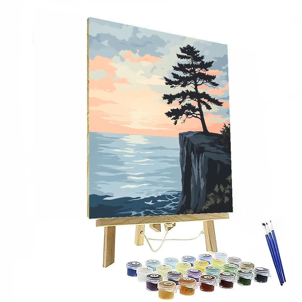 Caspar David Friedrich Inspired Lone Pine On A Cliff Paint by numbers art