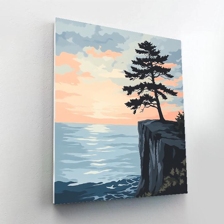 Caspar David Friedrich Inspired Lone Pine On A Cliff Paint by numbers art