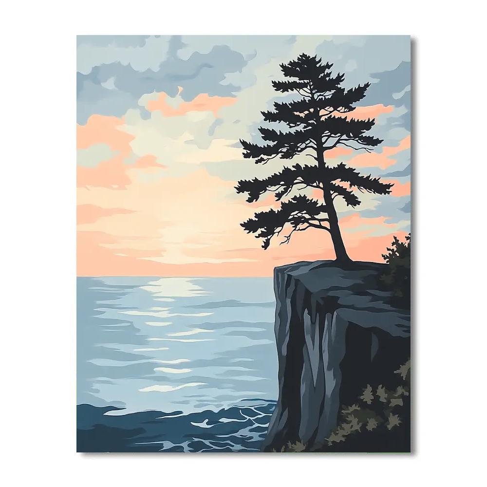 Caspar David Friedrich Inspired Lone Pine On A Cliff Paint by numbers art