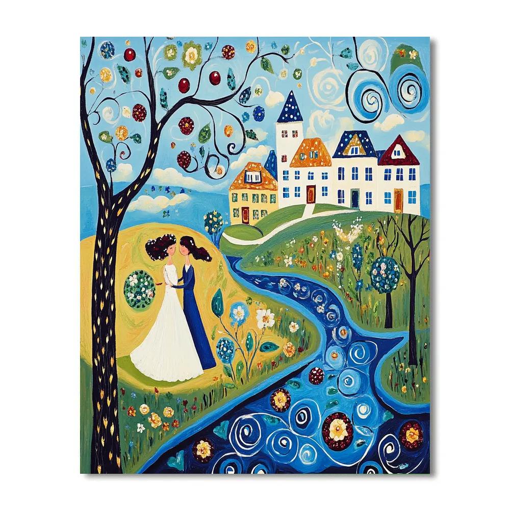 Marc Chagall Inspired Village Wedding DIY paint by numbers