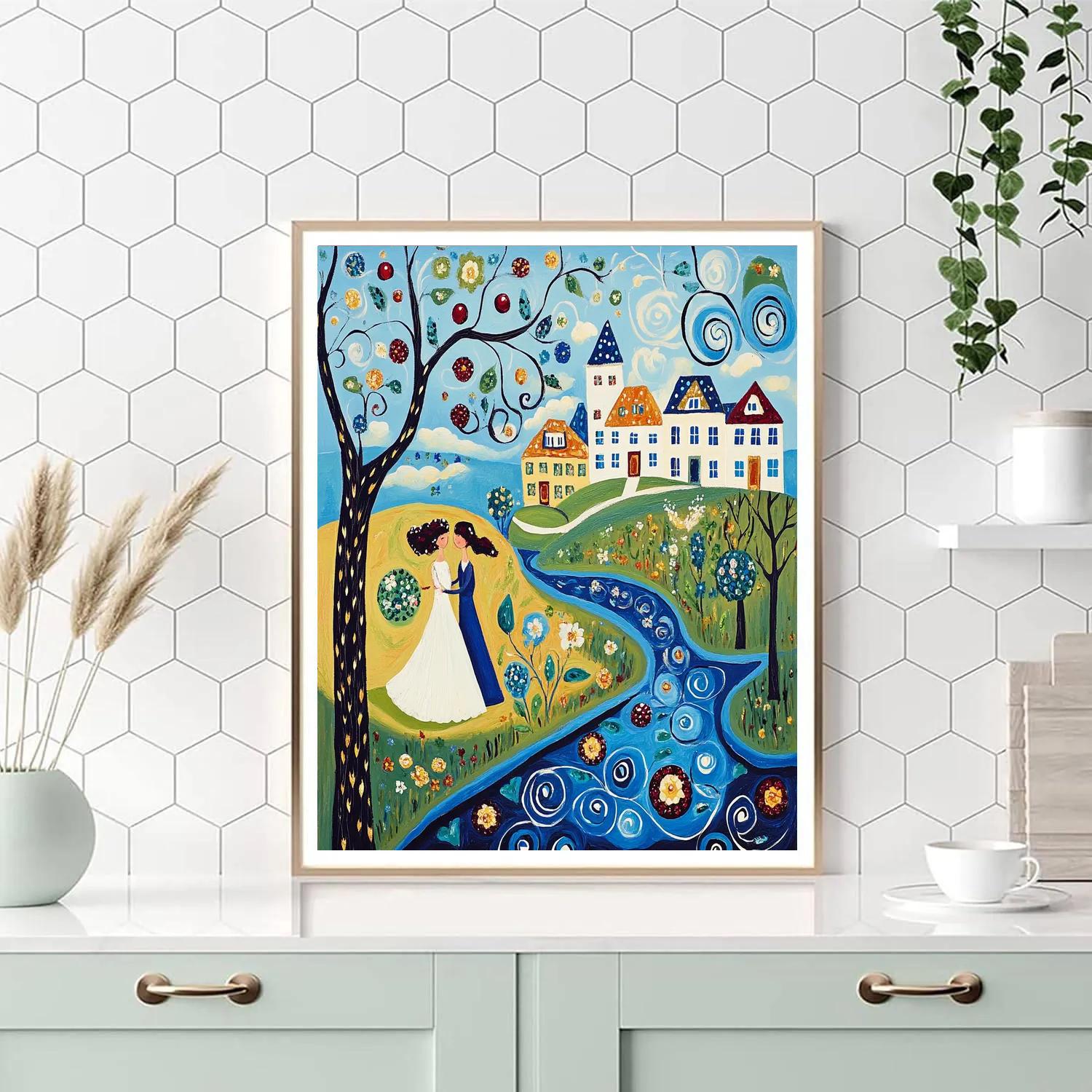 Marc Chagall Inspired Village Wedding DIY paint by numbers