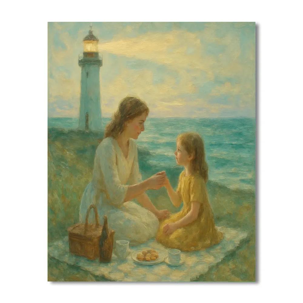 Lighthouse Cliff Picnic Paint by numbers art