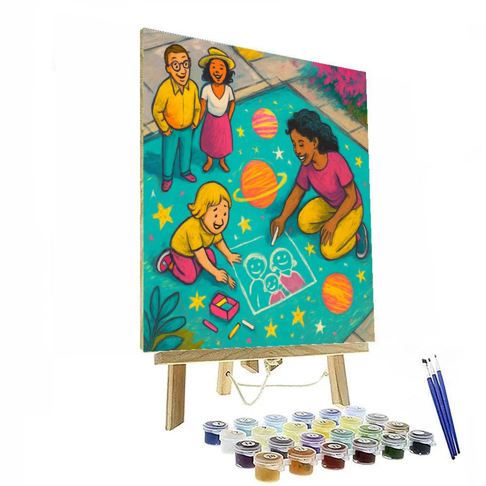 Sidewalk Chalk Galaxy Mural paint by numbers