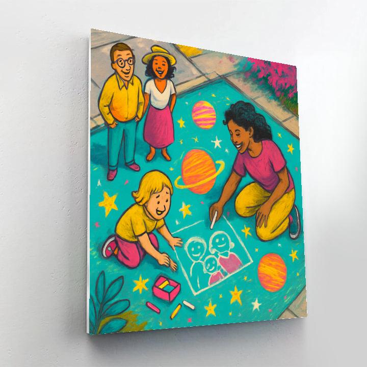 Sidewalk Chalk Galaxy Mural paint by numbers