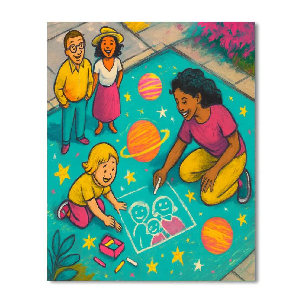 Sidewalk Chalk Galaxy Mural paint by numbers