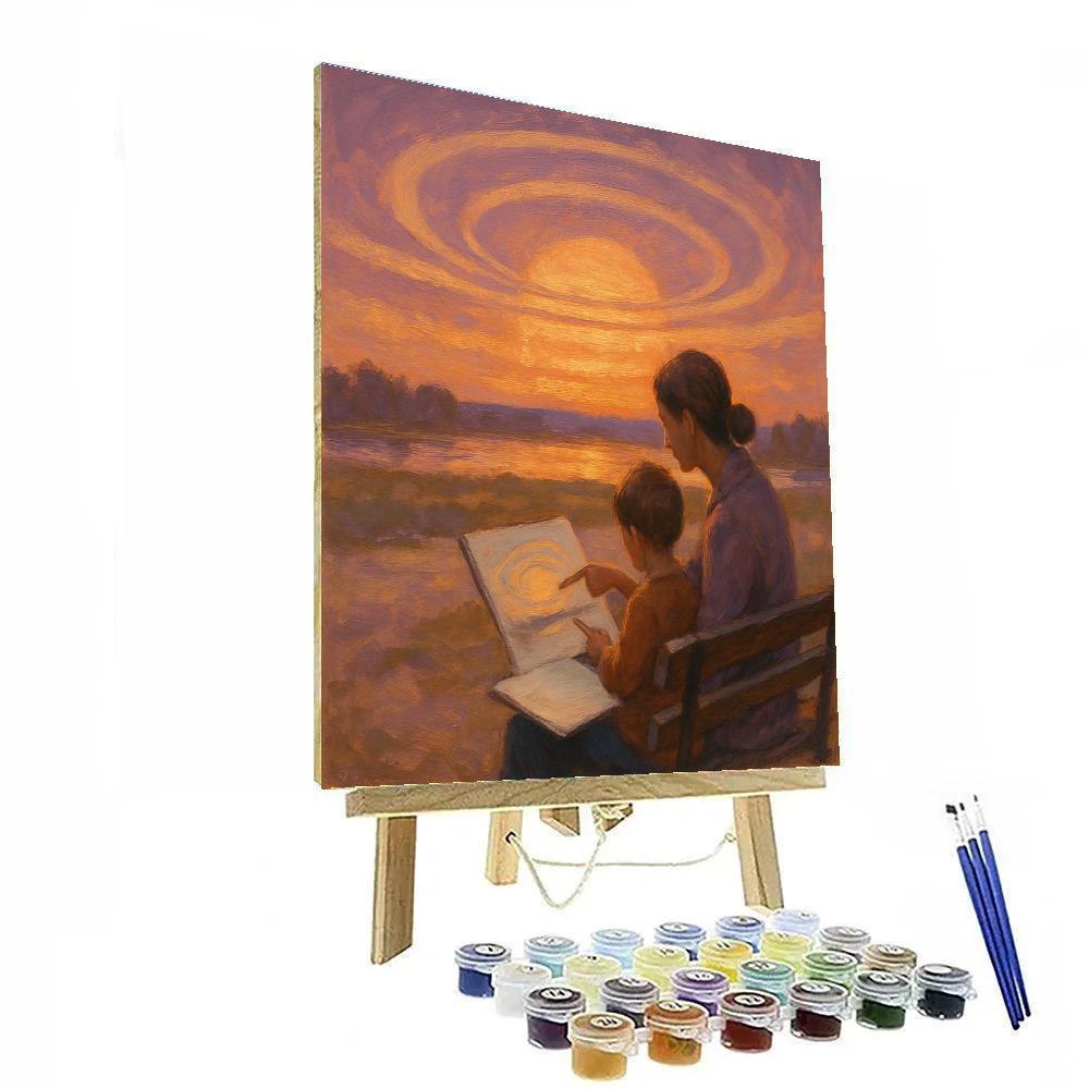 Park Sketching Sunset Lesson Numbered painting kits