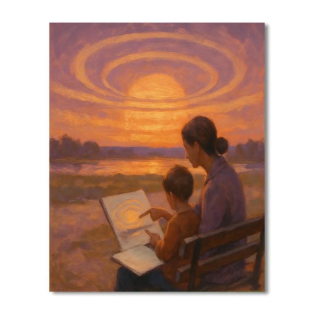Park Sketching Sunset Lesson Numbered painting kits