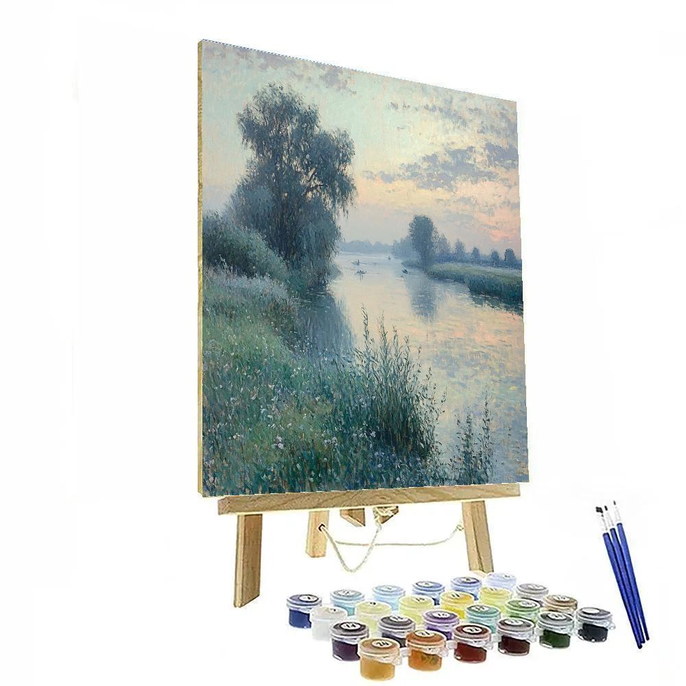 Monet Inspired Misty River Landscape Number painting