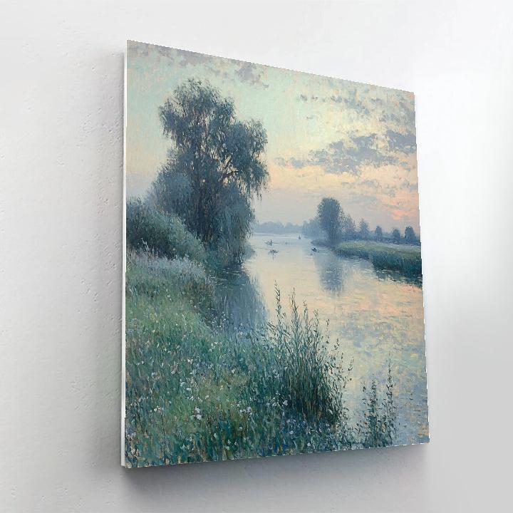 Monet Inspired Misty River Landscape Number painting