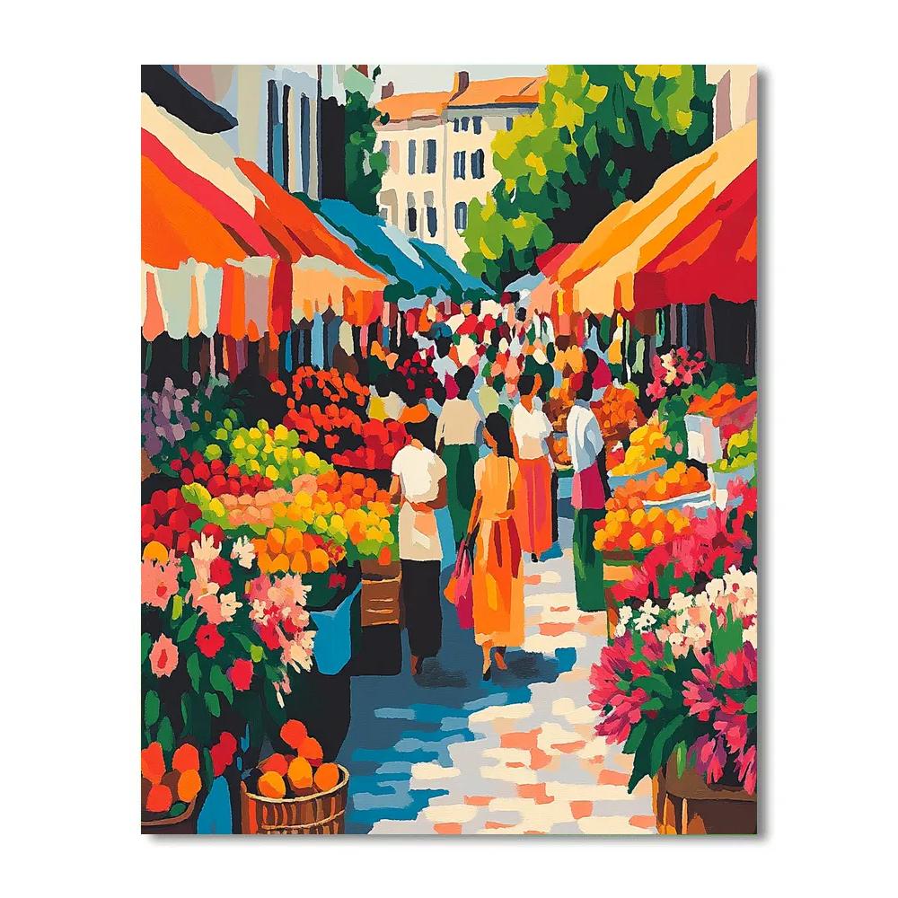 Henri Matisse Inspired Vibrant Market Scene Number painting