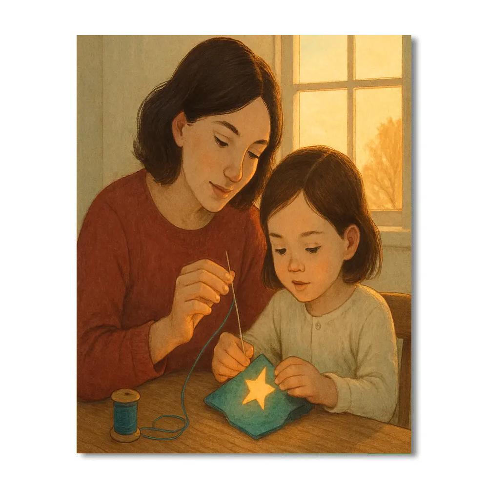 Stellar Sewing Lesson At Dawn paint by number