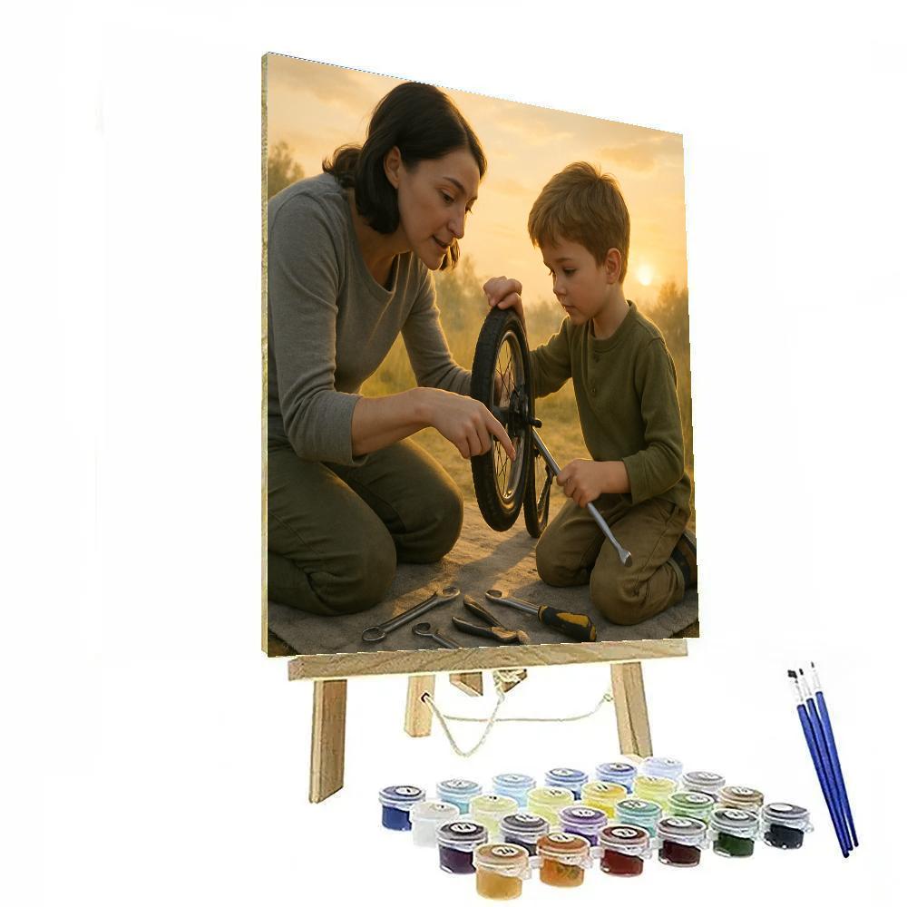 Sunrise Bike Repair Lesson Paint by numbers art