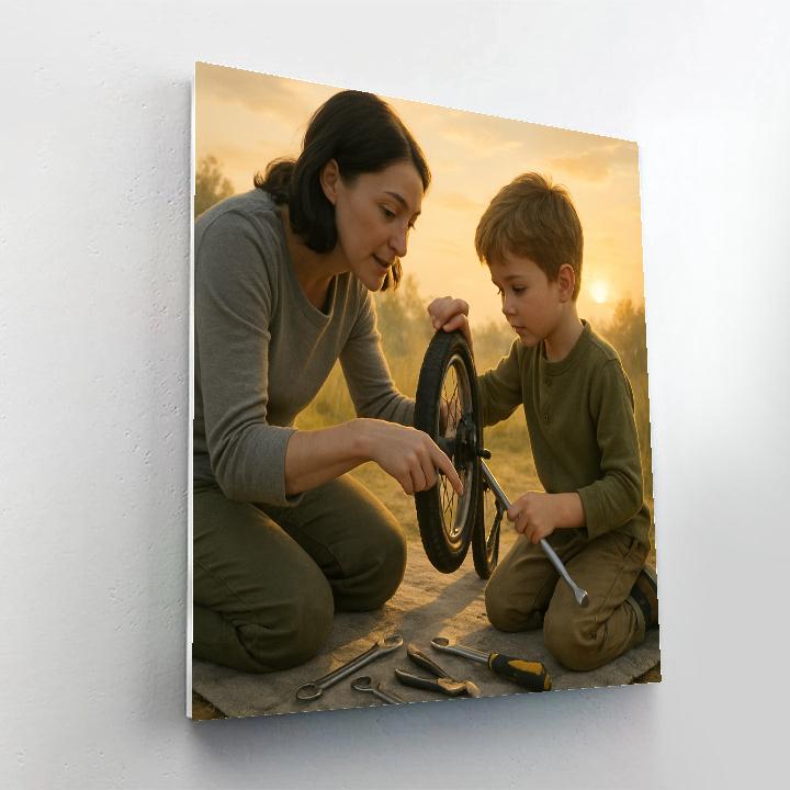 Sunrise Bike Repair Lesson Paint by numbers art