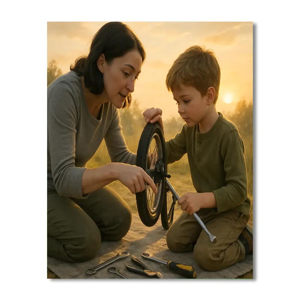 Sunrise Bike Repair Lesson Paint by numbers art