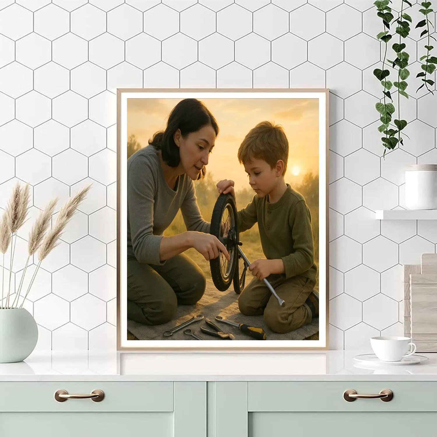 Sunrise Bike Repair Lesson Paint by numbers art