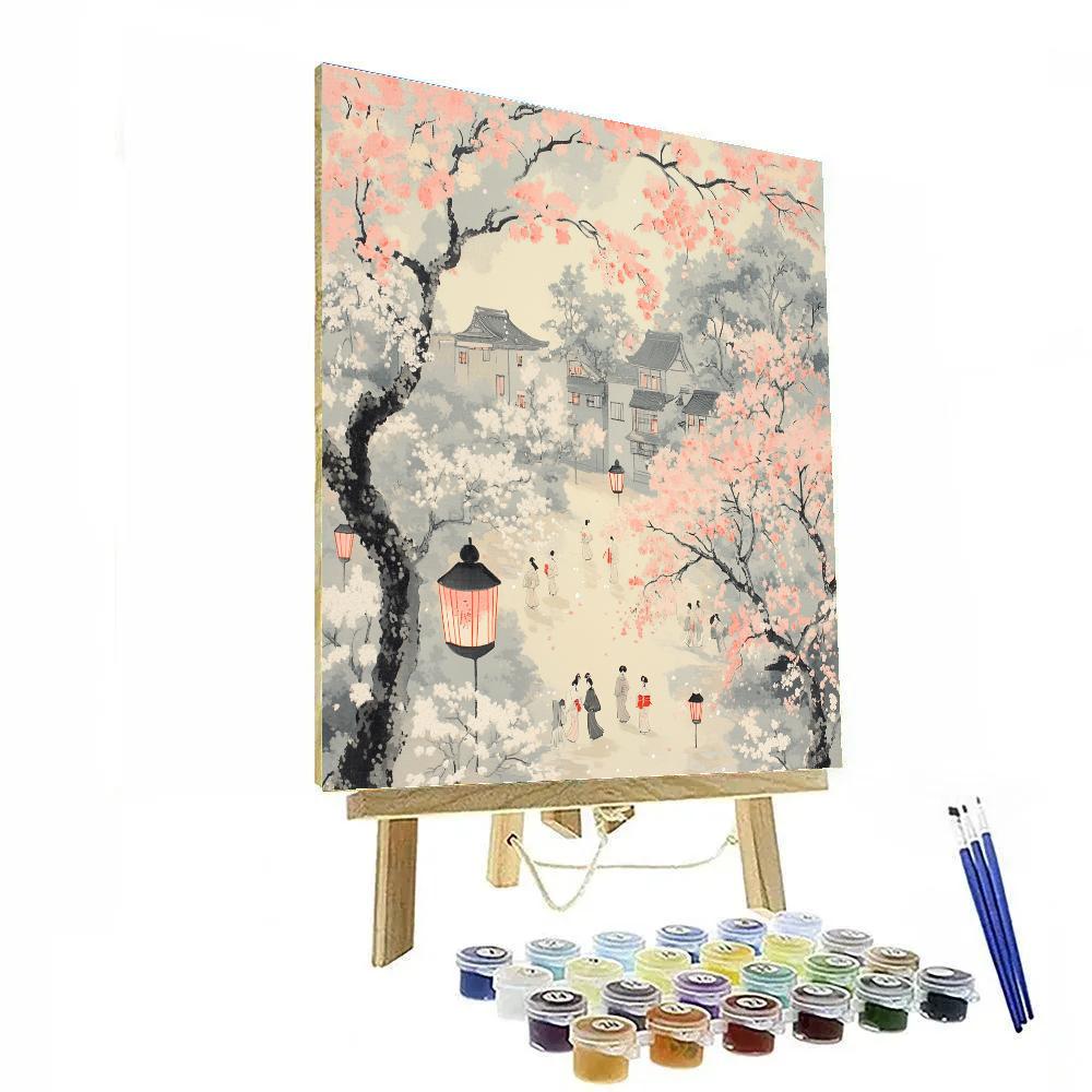 Hokusai Inspired Cherry Blossom Festival Painting by numbers kit