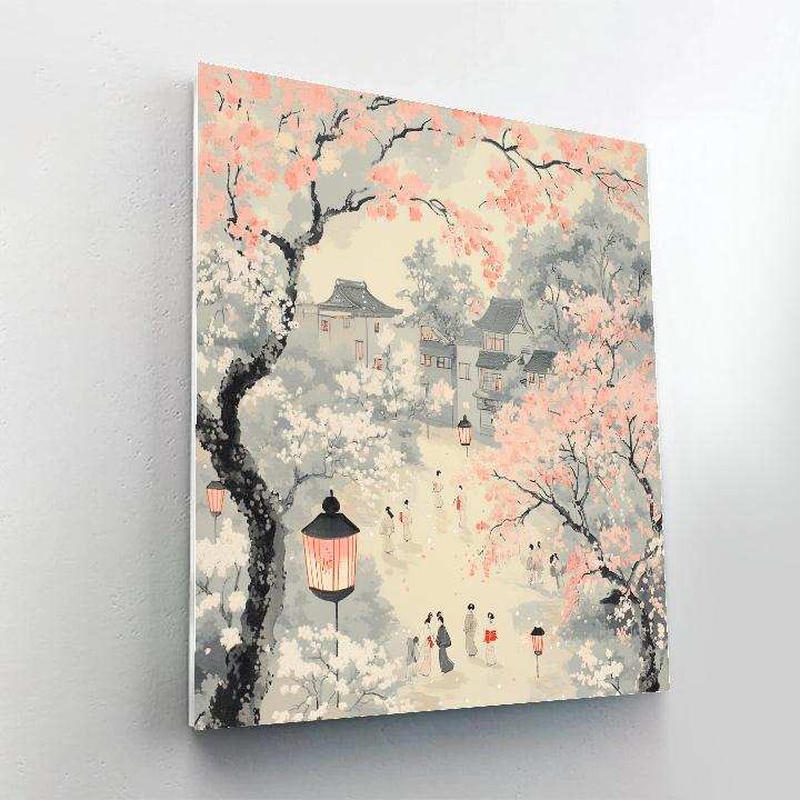Hokusai Inspired Cherry Blossom Festival Painting by numbers kit