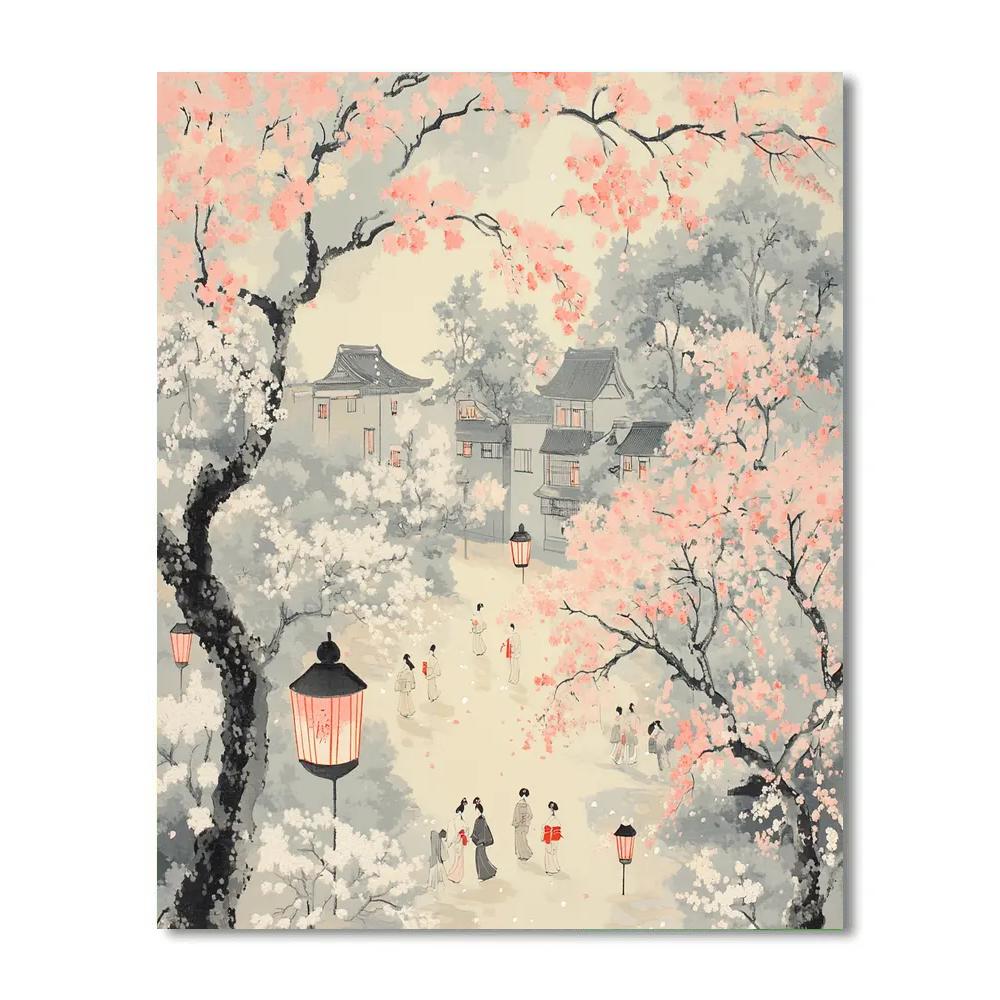 Hokusai Inspired Cherry Blossom Festival Painting by numbers kit