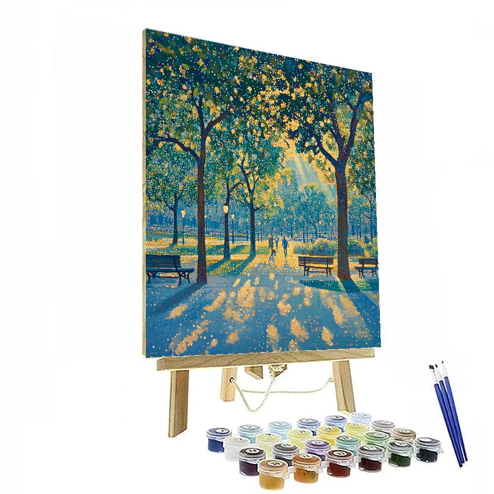 Georges Seurat Inspired Pointillist City Park Number painting