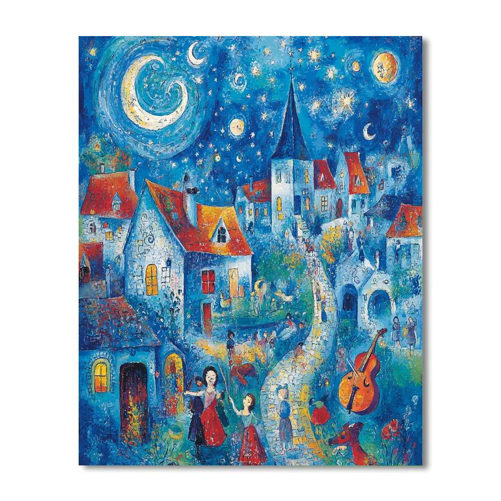 Marc Chagall Inspired Dreamy Village Scene paint by number