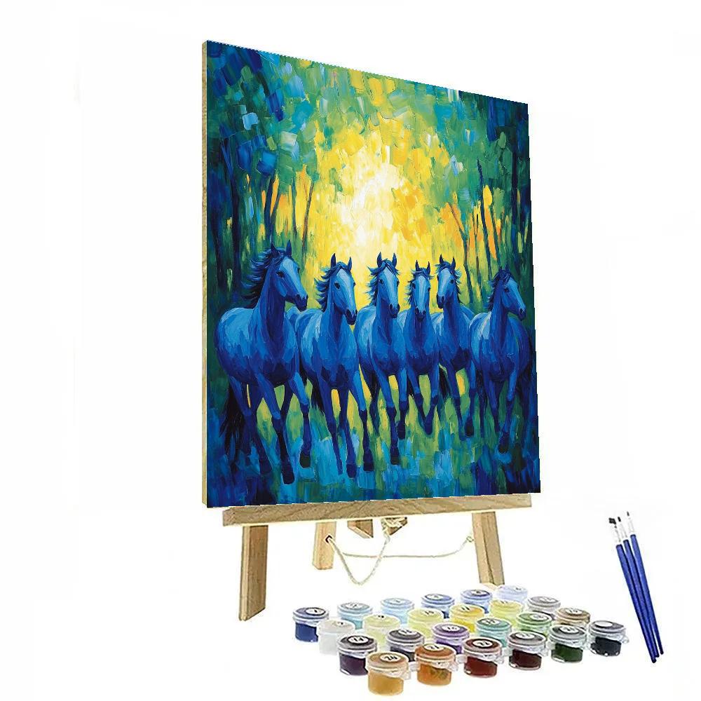 Franz Marc Inspired Blue Horses Number painting