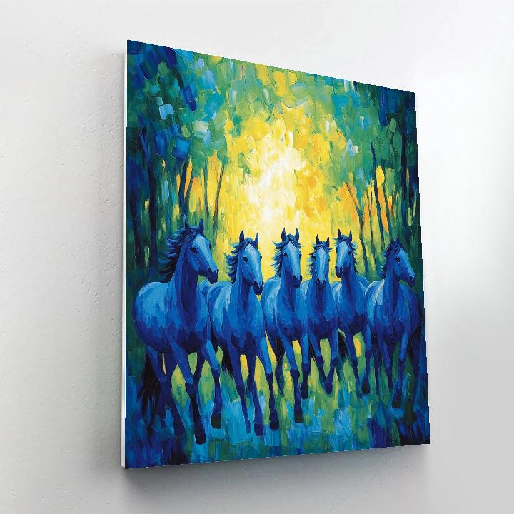 Franz Marc Inspired Blue Horses Number painting