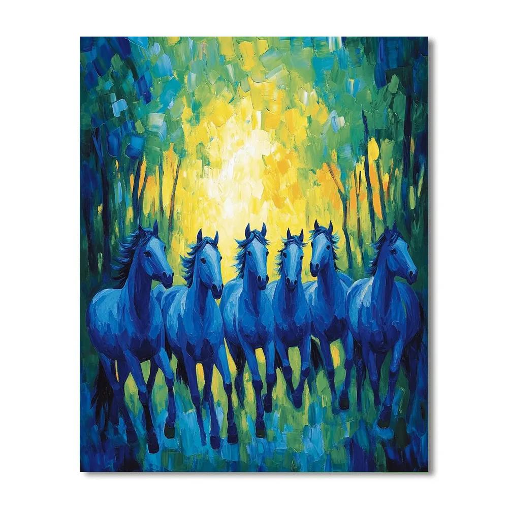 Franz Marc Inspired Blue Horses Number painting